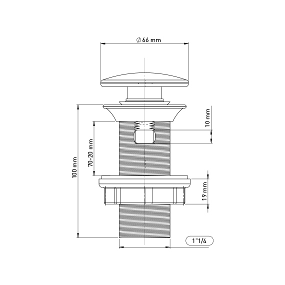 Ventil WIRQUIN quick-clack cu preaplin, ABS, dop inox, L 100 mm, argintiu