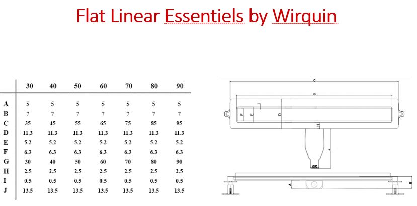 Rigola dus Wirquin Essentials Flat linear 30950218, 40 cm, sifon reglabil