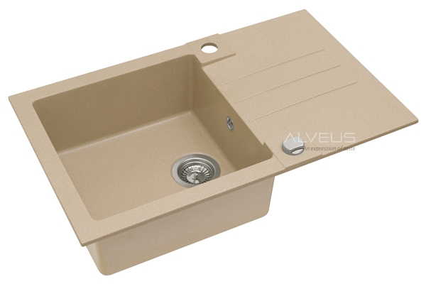 Chiuveta bucatarie ALVEUS Rock 130 G55, 1 cuva, picurator reversibil, compozit granit, bej