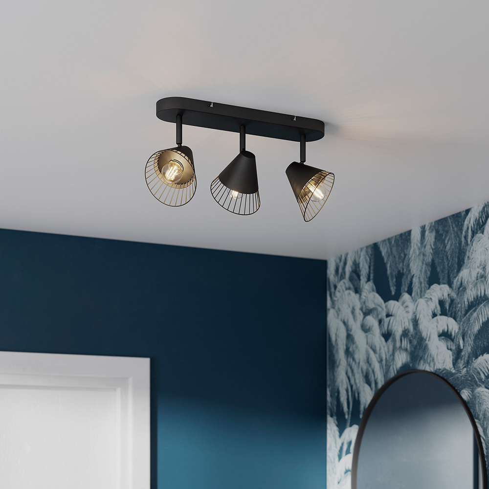 Spot LED GOODHOME, 3 becuri E14, 10W, metal, negru