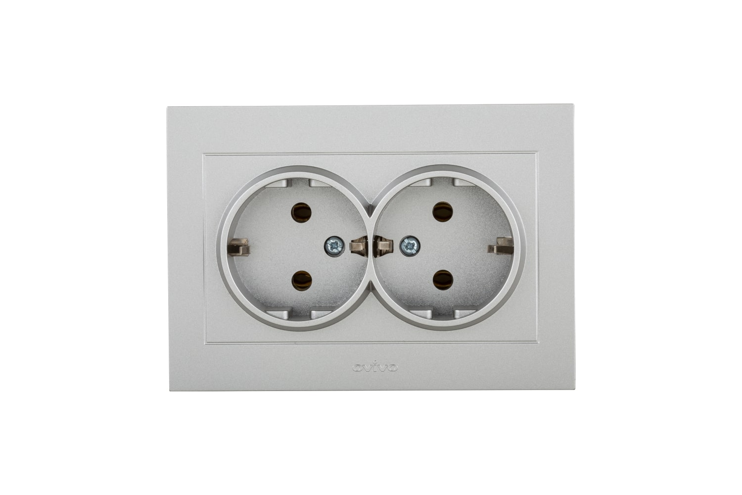 Priza Schuko dubla Ovivo Grano, IP20, 16A, ABS, argintiu  