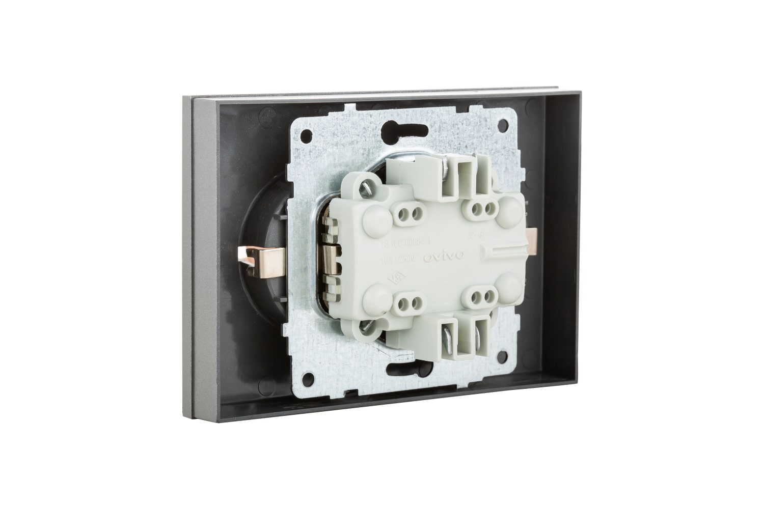 Priza Schuko dubla Ovivo Grano, IP20, 16A, ABS, argintiu  