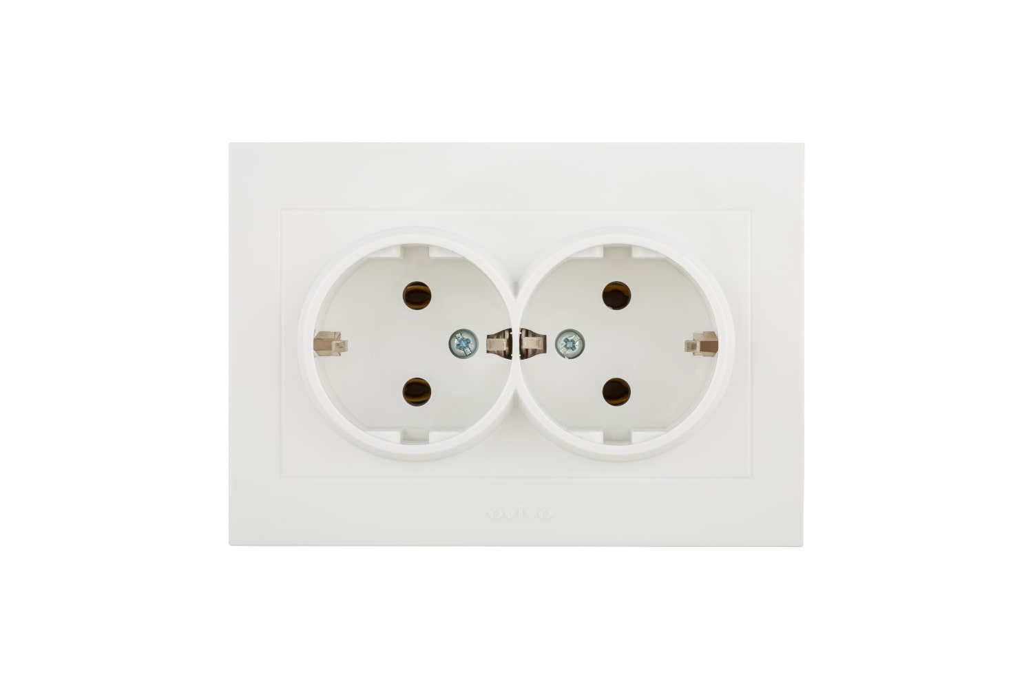Priza Schuko dubla Ovivo Grano, IP20, 16A, ABS, alb