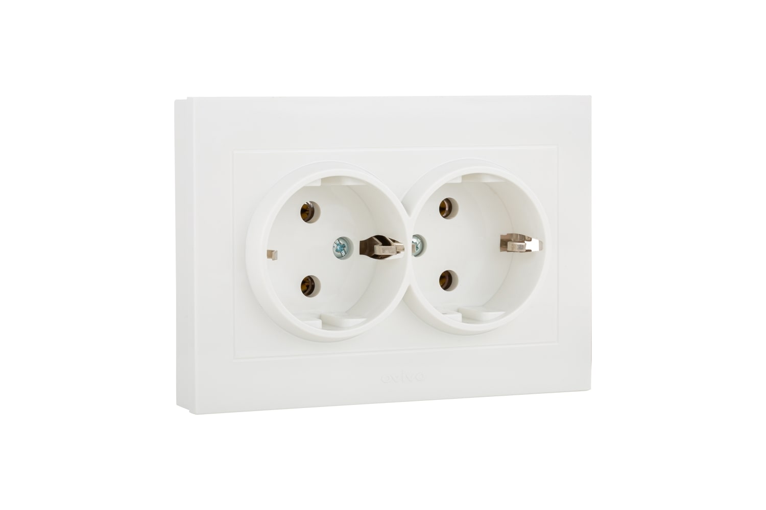 Priza Schuko dubla Ovivo Grano, IP20, 16A, ABS, alb