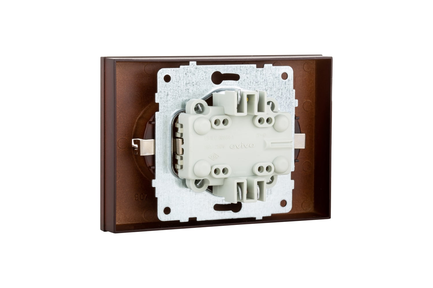 Priza Schuko dubla Ovivo, IP20, 16A, ABS, maro  