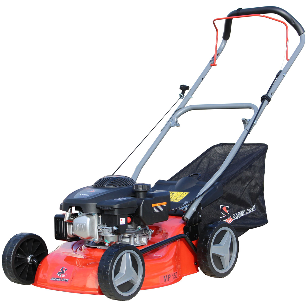 Masina de tuns gazon MEDIA LINE, Benzina, 3.5CP, 150CC, latime taiere 41 cm, cos 45L, negru-rosu