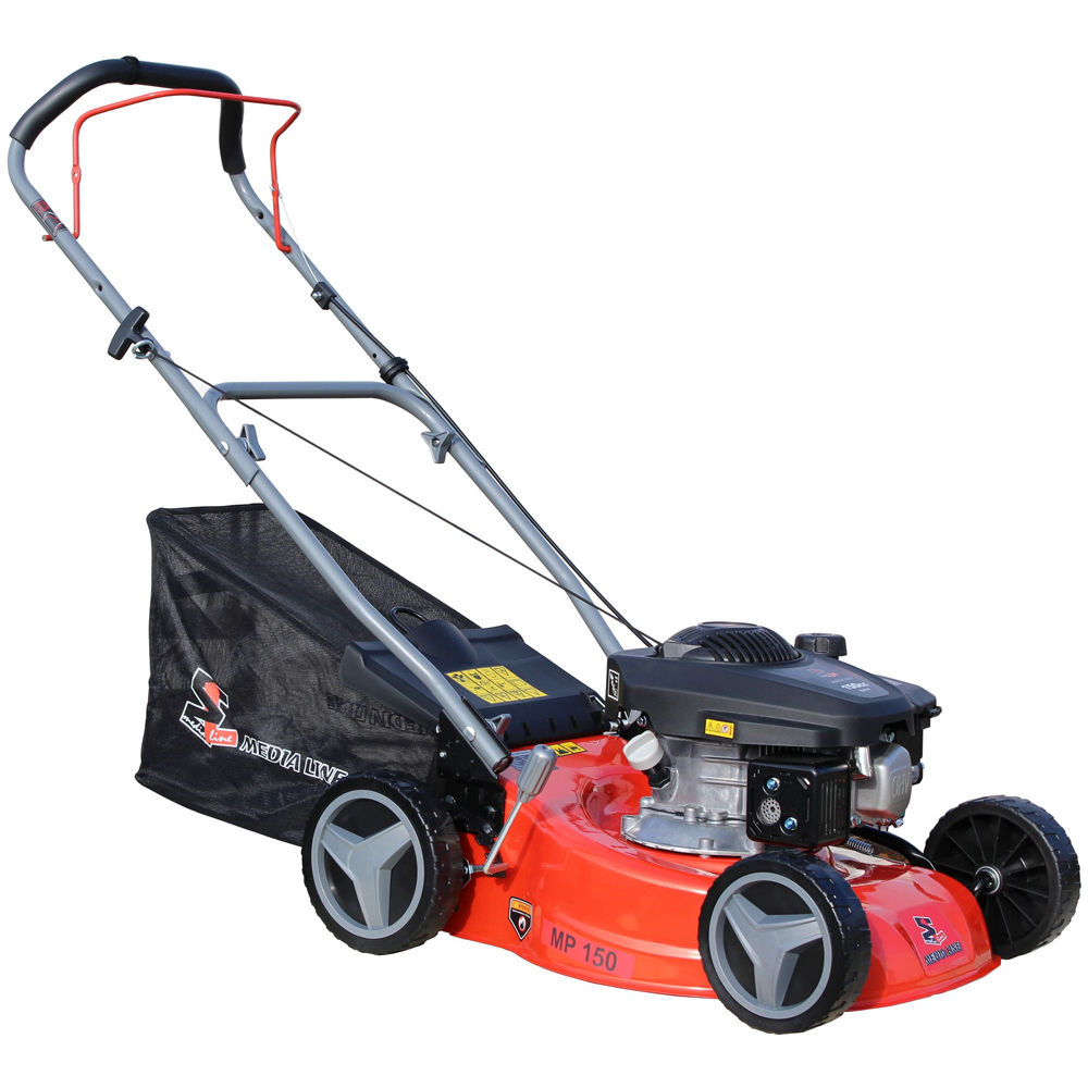 Masina de tuns gazon MEDIA LINE, Benzina, 3.5CP, 150CC, latime taiere 41 cm, cos 45L, negru-rosu