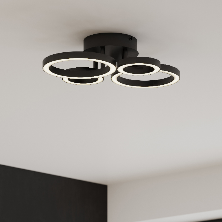 Plafoniera LED GOODHOME Taphao, 4 spirale, 700lm, 3000K, negru