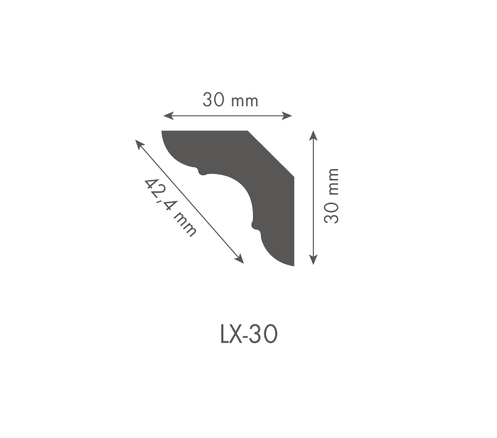 Bagheta decorativa DYNAMIC Lx30, 3 x 200 cm, 30 mm