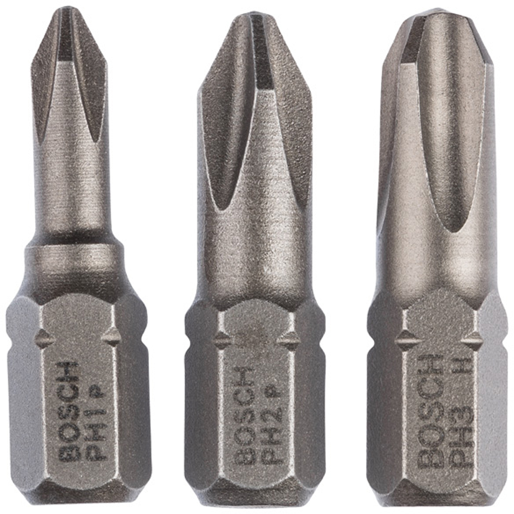 Set biti BOSCH, PH1, PH2, PH3, 25mm, 3 bucati