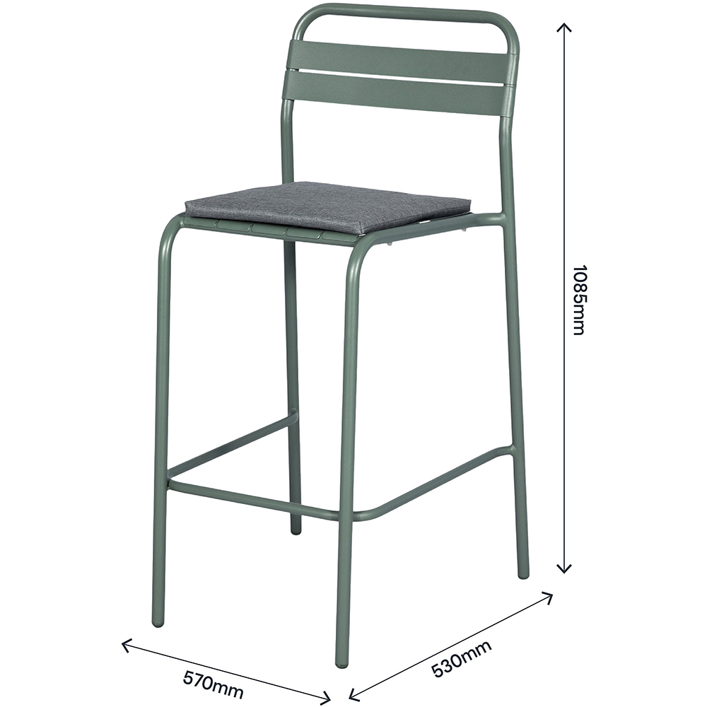 Scaun terasa GOODHOME Lithari, otel, 57 x 53 x 108.5 cm, verde