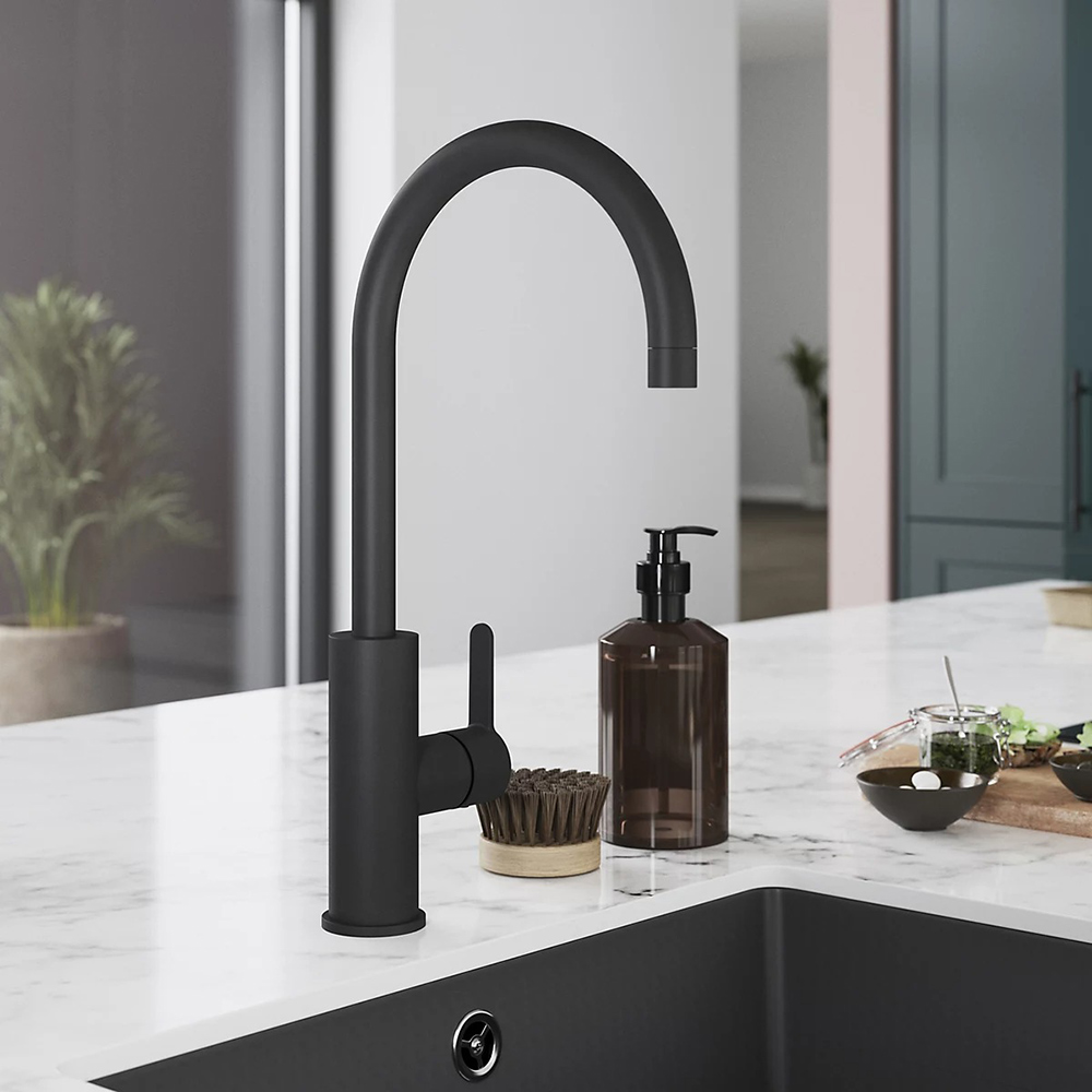Baterie bucatarie GOODHOME Zanthe, alama, negru