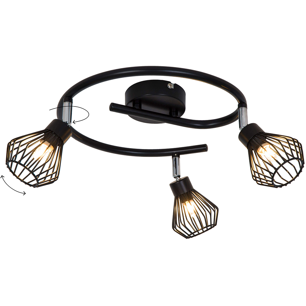 Spot triplu spirala GOODHOME Akiak, 7W, G9, negru