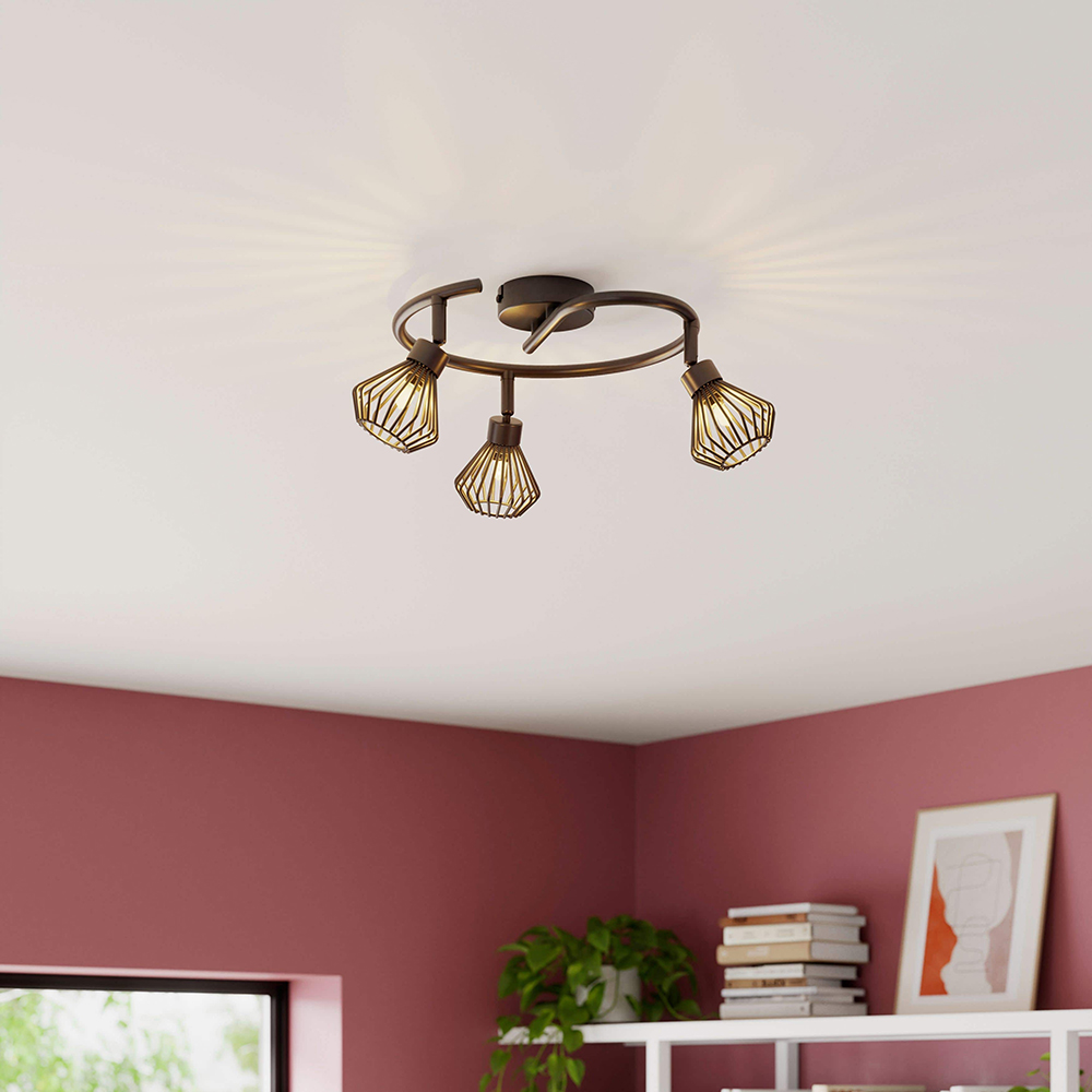 Spot triplu spirala GOODHOME Akiak, 7W, G9, negru