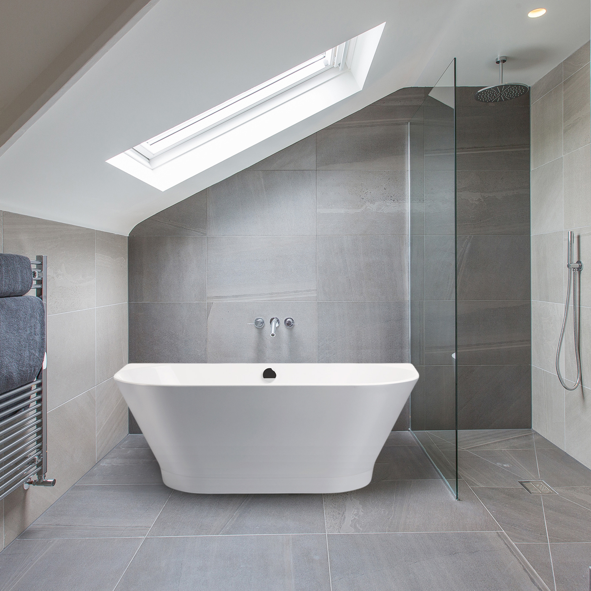 Cada baie freestanding FIBREX Bristol, acril, 170 x 75 cm, alb