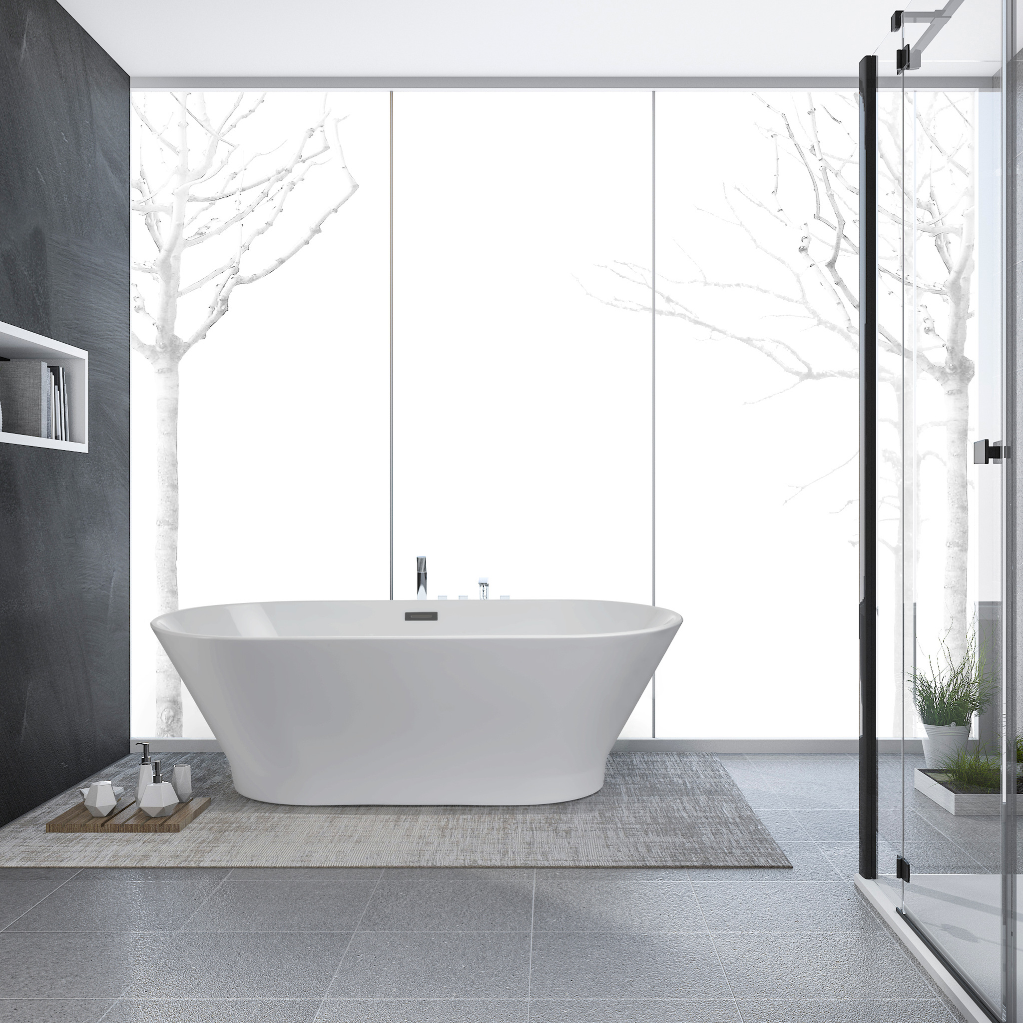 Cada baie freestanding FIBREX Oslo, acril, 170 x 75 cm, alb