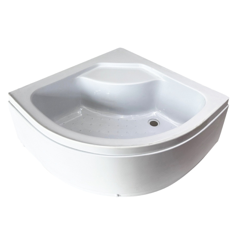 Cabina dus simpla, inalta, semirotunda, profil metalic, sticla securizata, 80 x 80 x 197 cm, alb