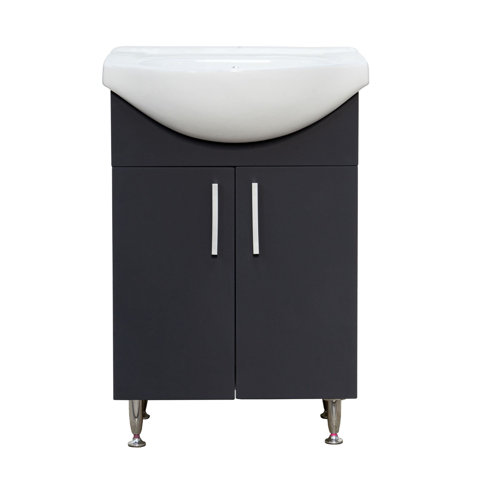 Set mobilier baie SANITOP Bella, cu oglinda, 55 cm, PAL, gri inchis