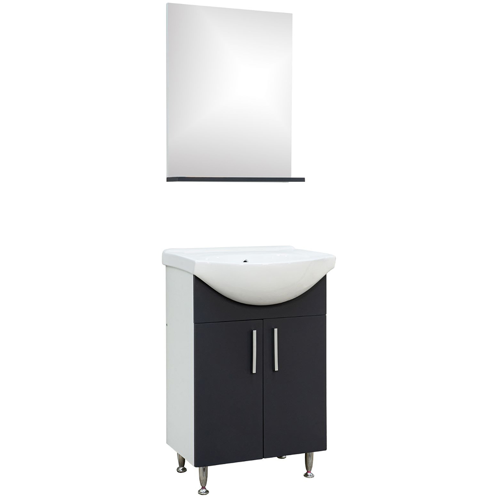 Set mobilier baie SANITOP Bella, cu oglinda, 55 cm, PAL, gri inchis