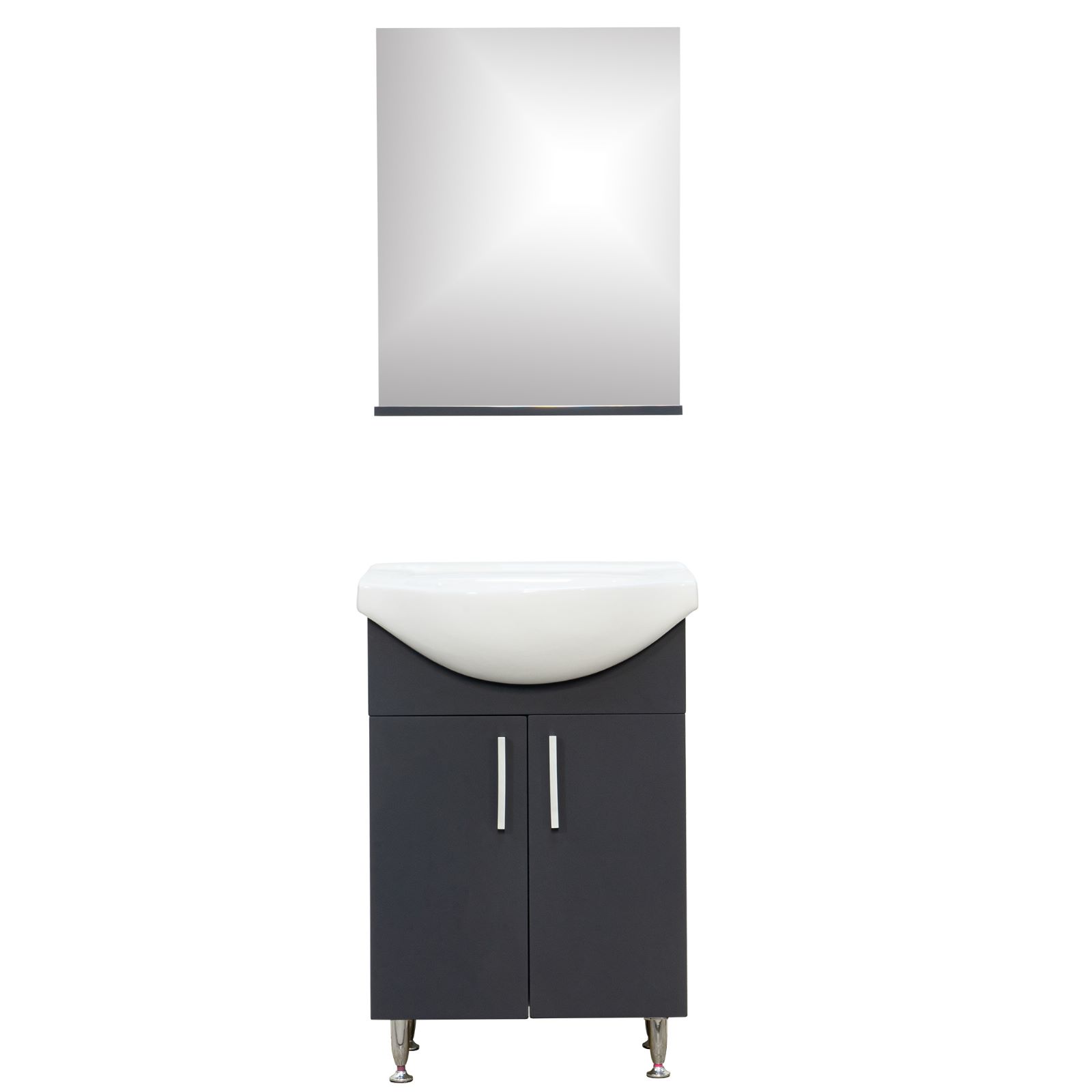 Set mobilier baie SANITOP Bella, cu oglinda, 55 cm, PAL, gri inchis