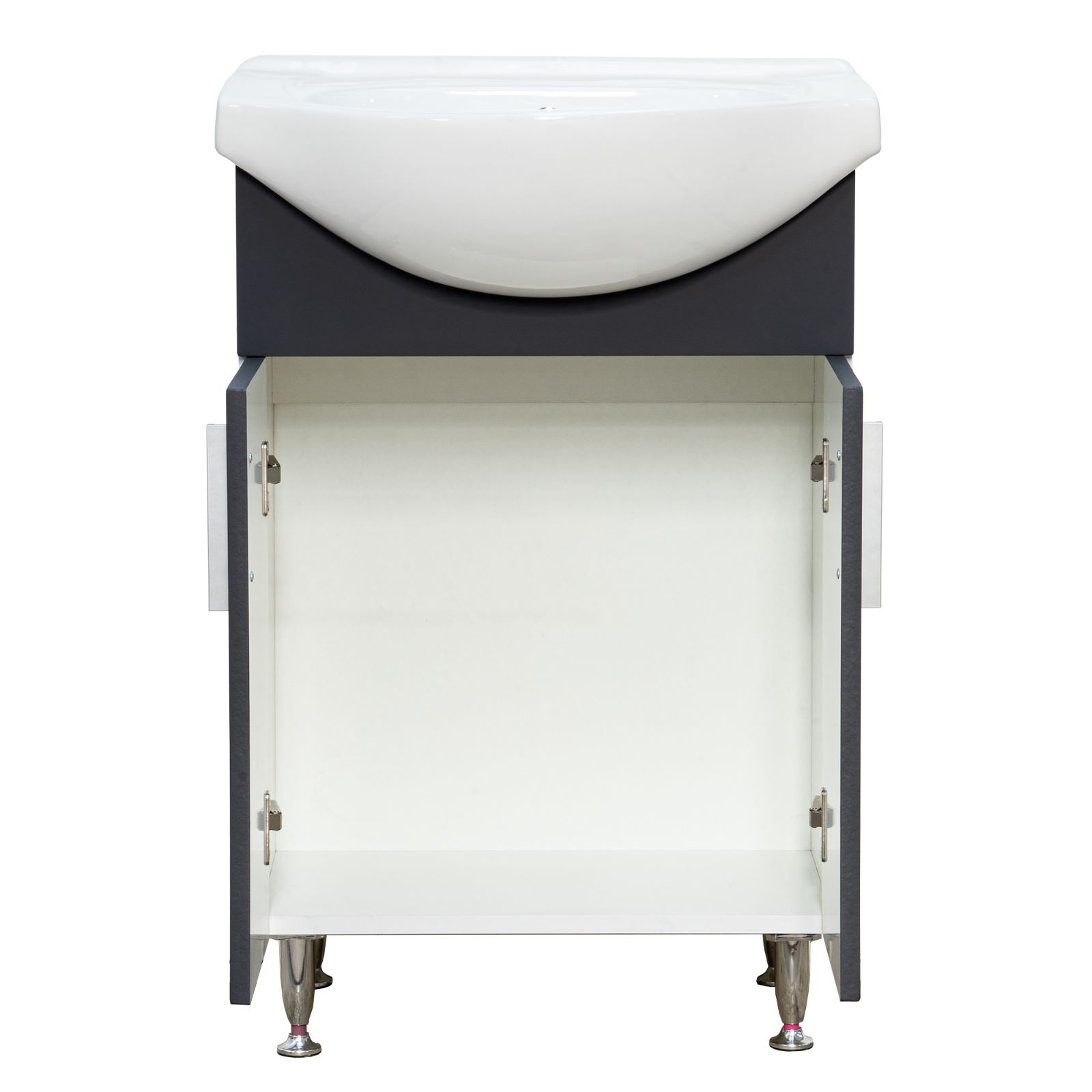 Set mobilier baie SANITOP Bella, cu oglinda, 55 cm, PAL, gri inchis