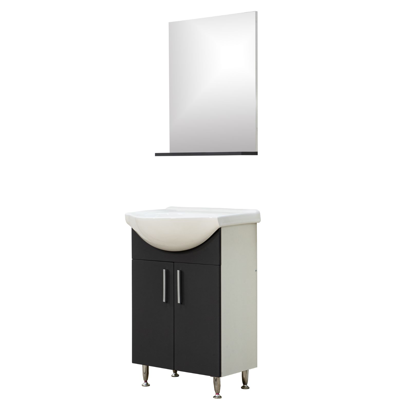 Set mobilier baie SANITOP Bella, cu oglinda, 55 cm, PAL, gri inchis
