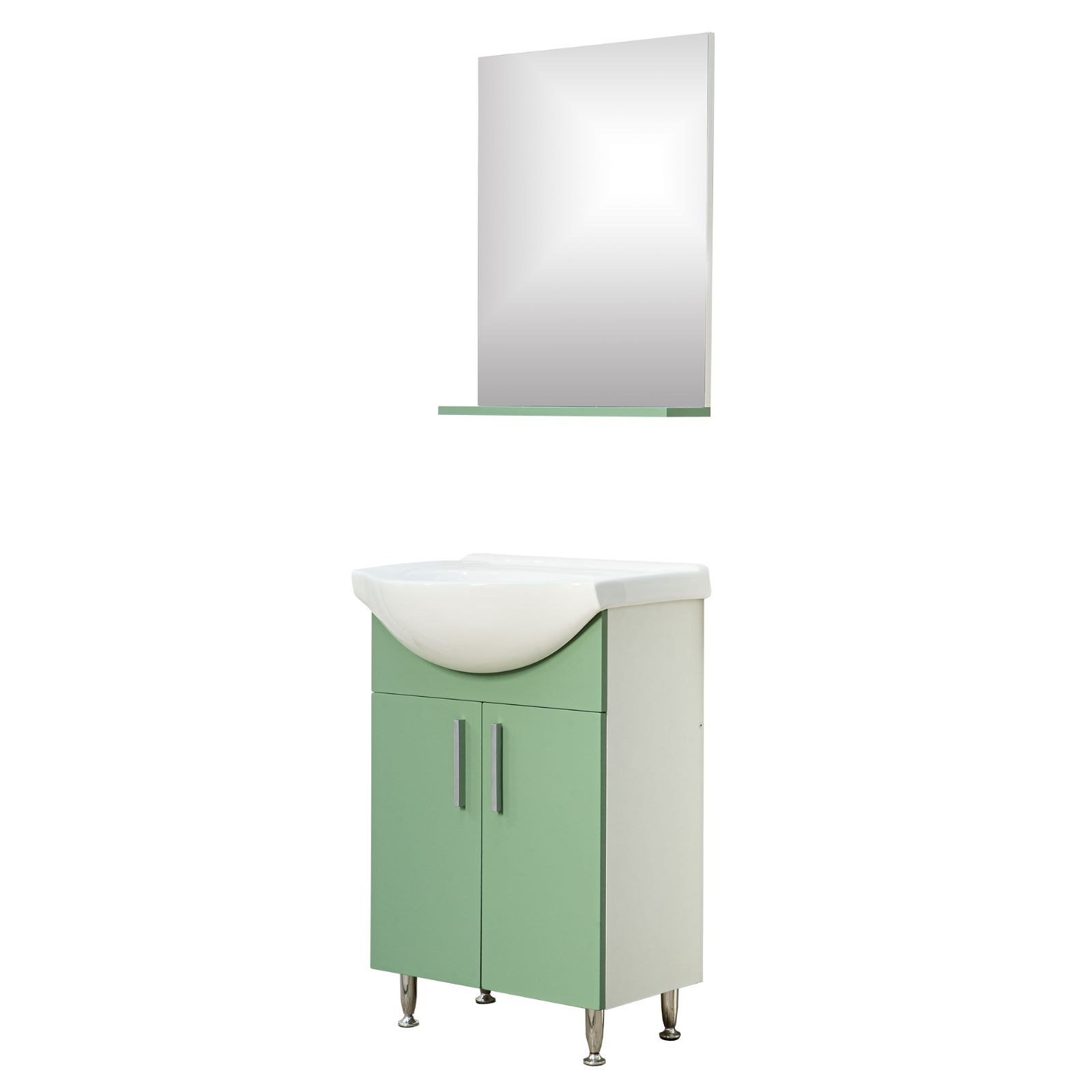 Set mobilier baie SANITOP Bella, cu oglinda, 55 cm, MDF, verde