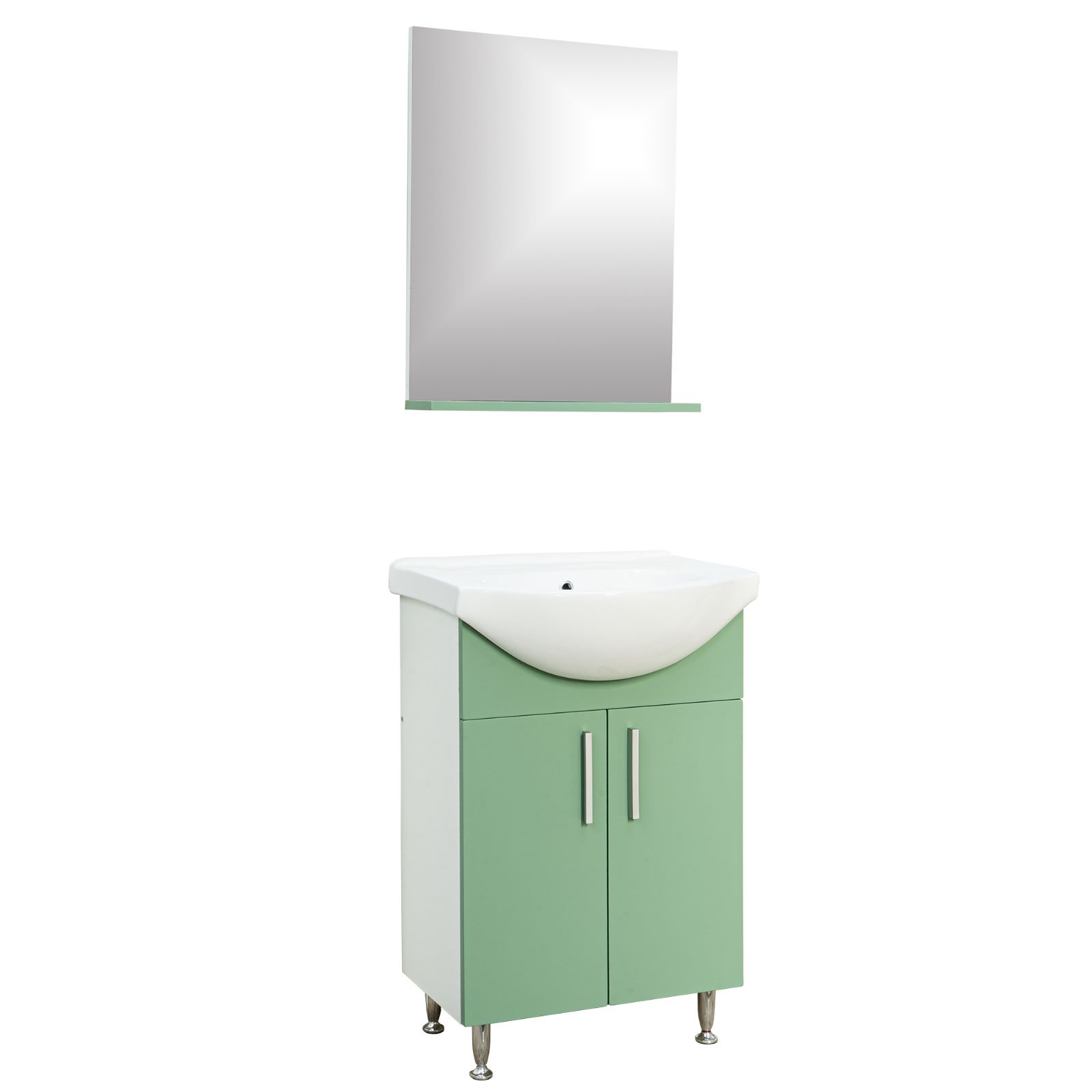 Set mobilier baie SANITOP Bella, cu oglinda, 55 cm, MDF, verde