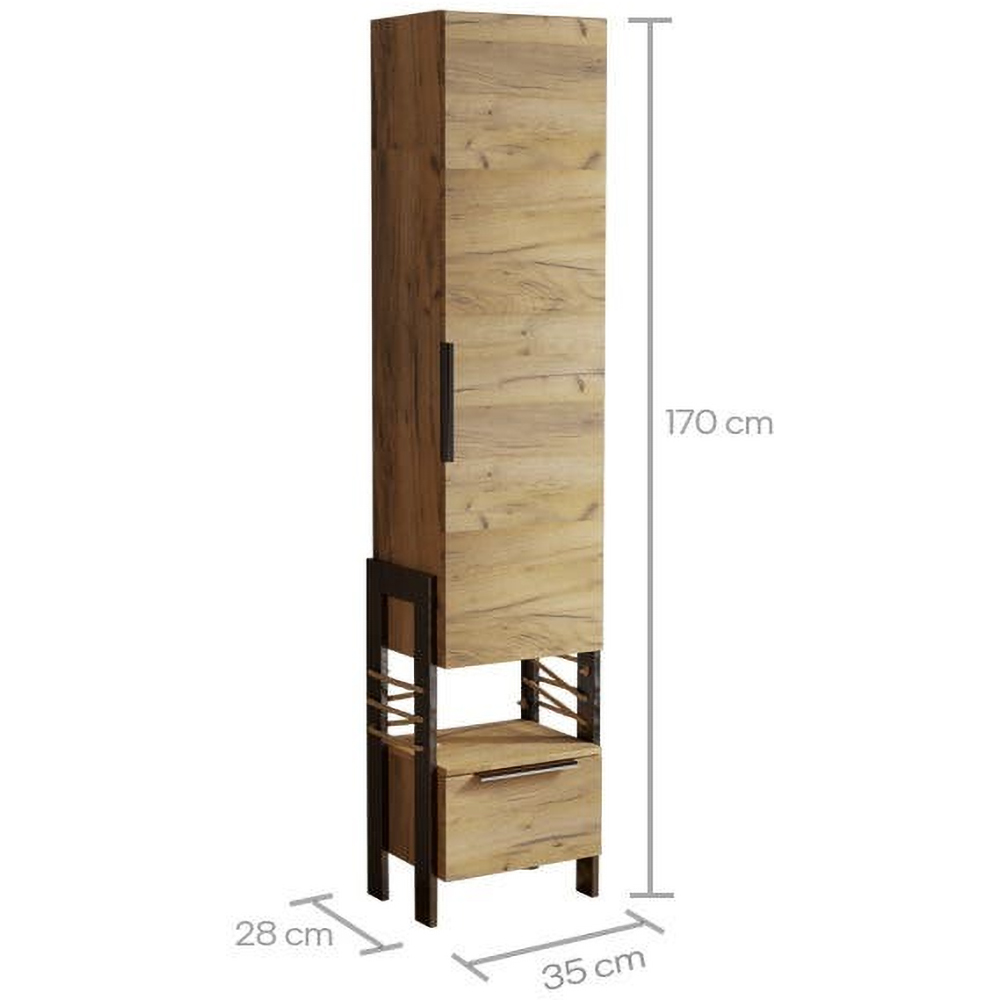 Dulap coloana baie SANITOP Element, 35 x 28 x 170 cm, maro