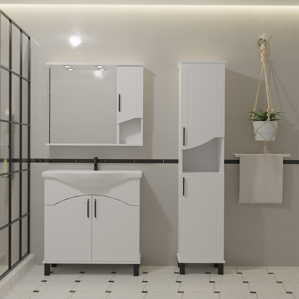 Set masca si lavoar SANITOP Zelena, 55 x 32.5 x 78 cm, alb