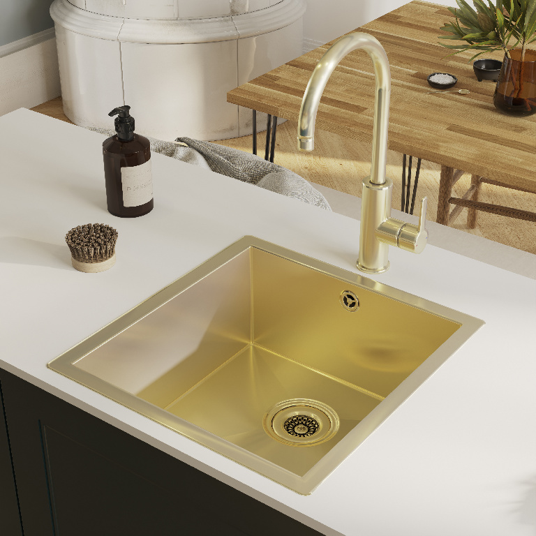 Chiuveta bucatarie GOODHOME Koseret, 1 cuva, inox, auriu