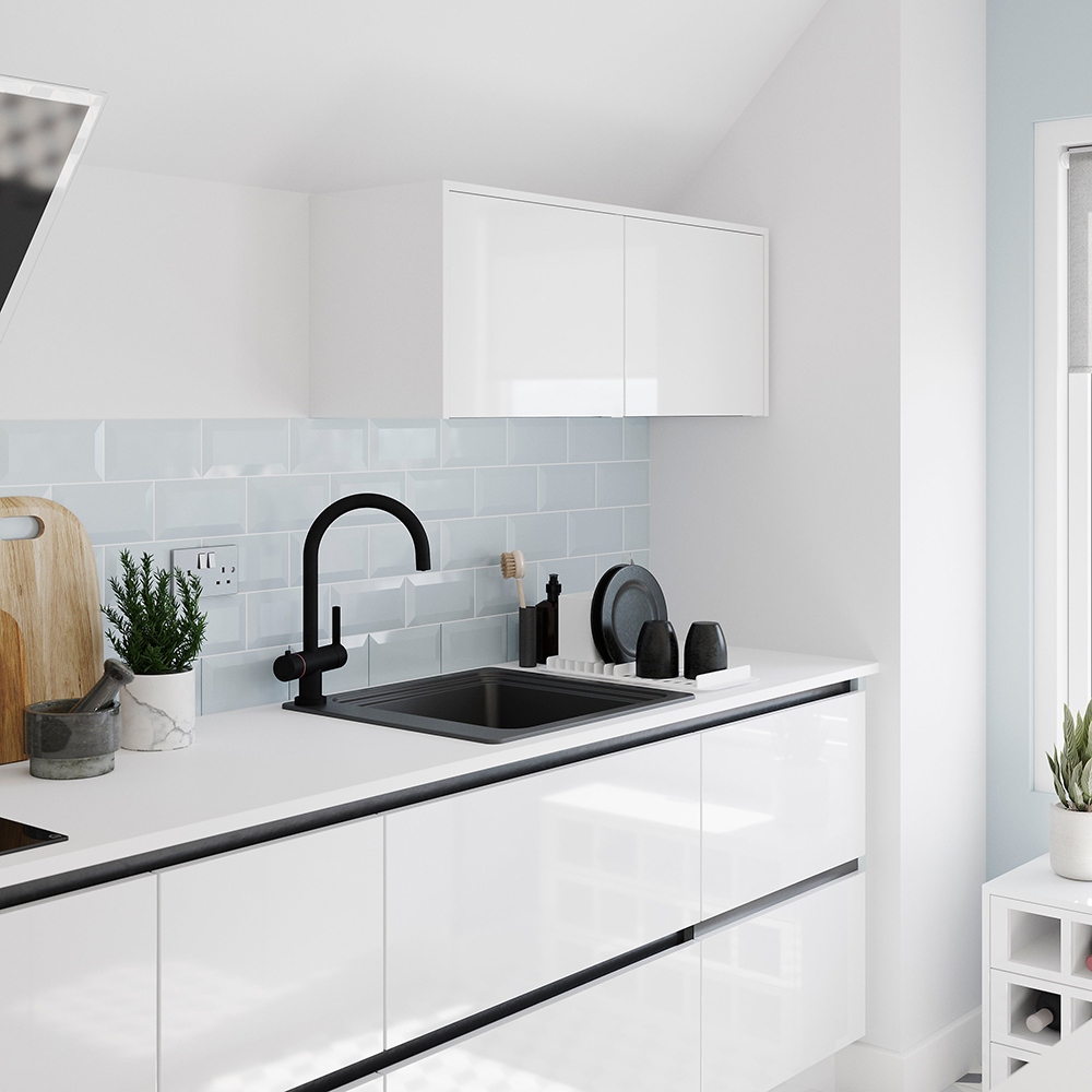 Chiuveta bucatarie GOODHOME Romesco, 1 cuva, picurator reversibil, compozit granit, negru