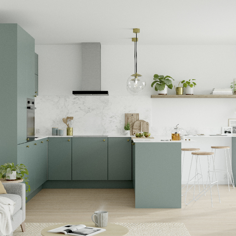 Cornisa GOODHOME Stevia, 3.5 x 240 cm, mdf, verde mat