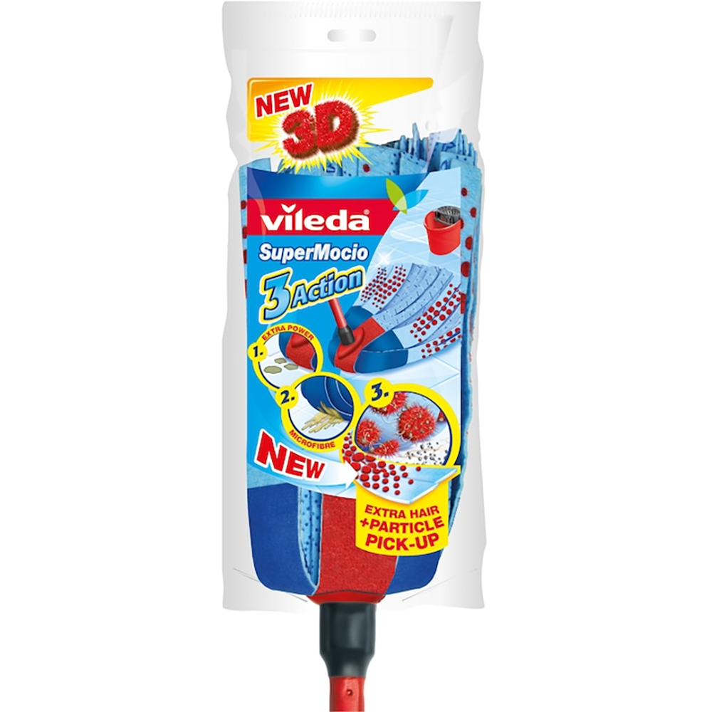 Mop cu maner Euroclick VILEDA 3 Action, microfibra