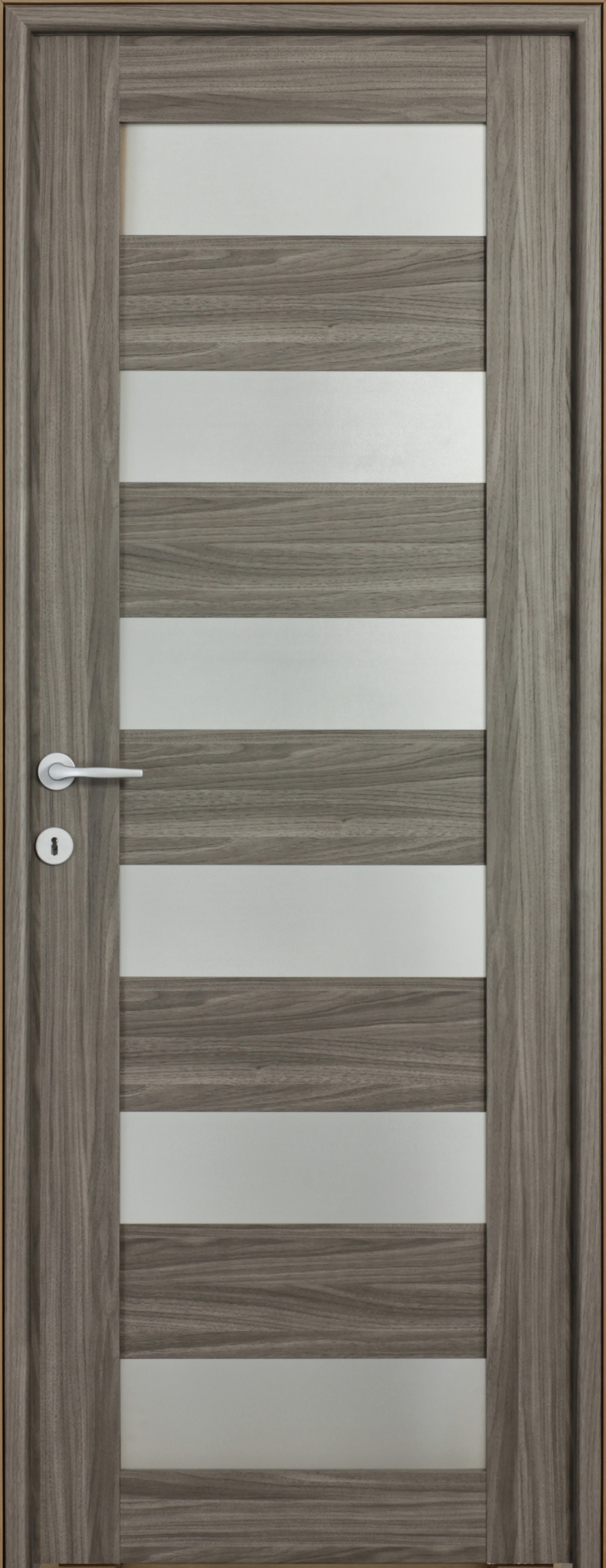 Usa interior Trame, cu geam, reversibila, MDF, 68 x 203 cm, gri inchis