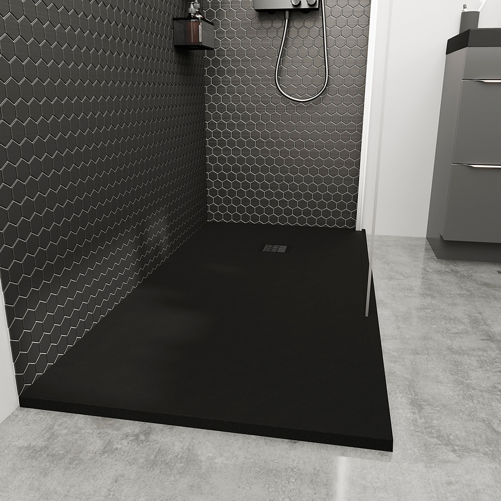 Cadita de dus GOODHOME, 140 x 80 cm, rasina, negru
