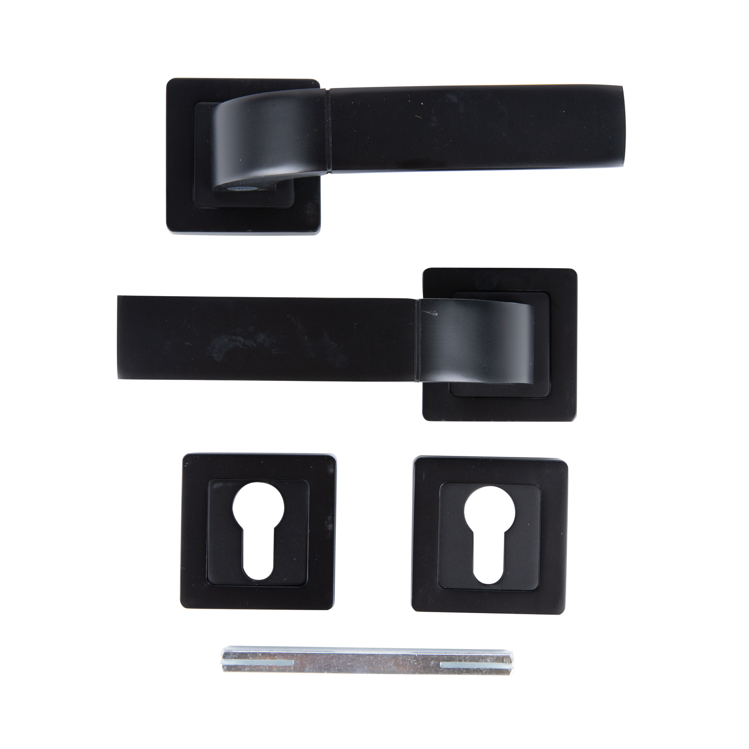 Set manere, rozete cilindru incluse, aluminiu, negru, usi de interior Yale Bologna