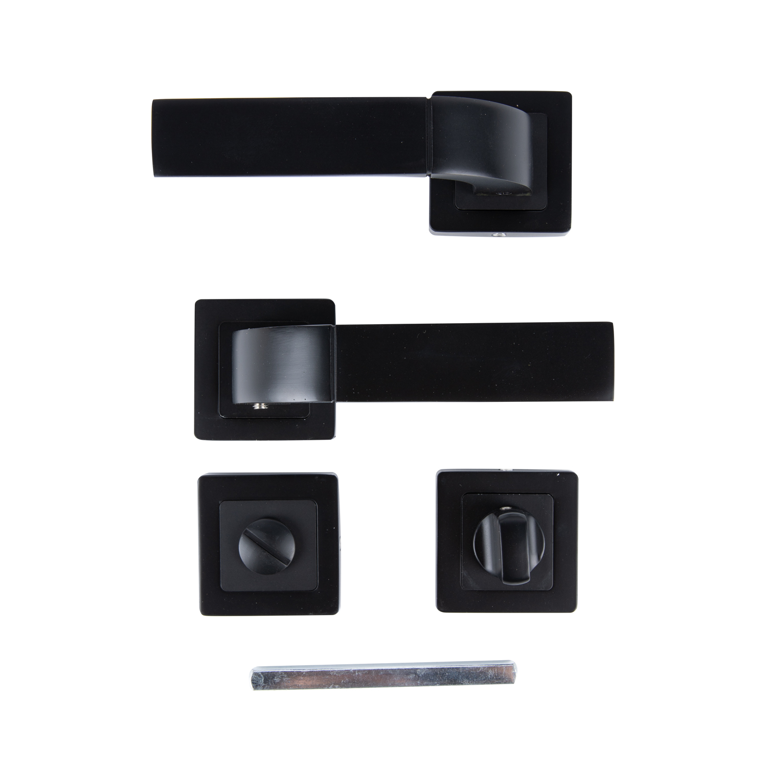 Set manere, rozete butoni, aluminiu, negru, usi de interior  Yale Bologna