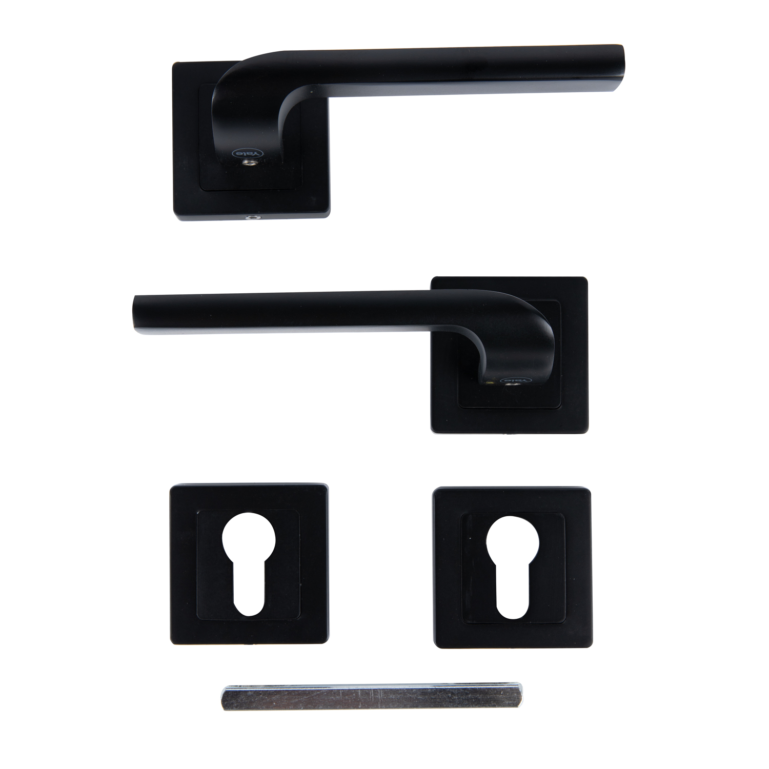 Set manere, rozete cilindru, aluminiu, negru, usi de interior  Yale Siena