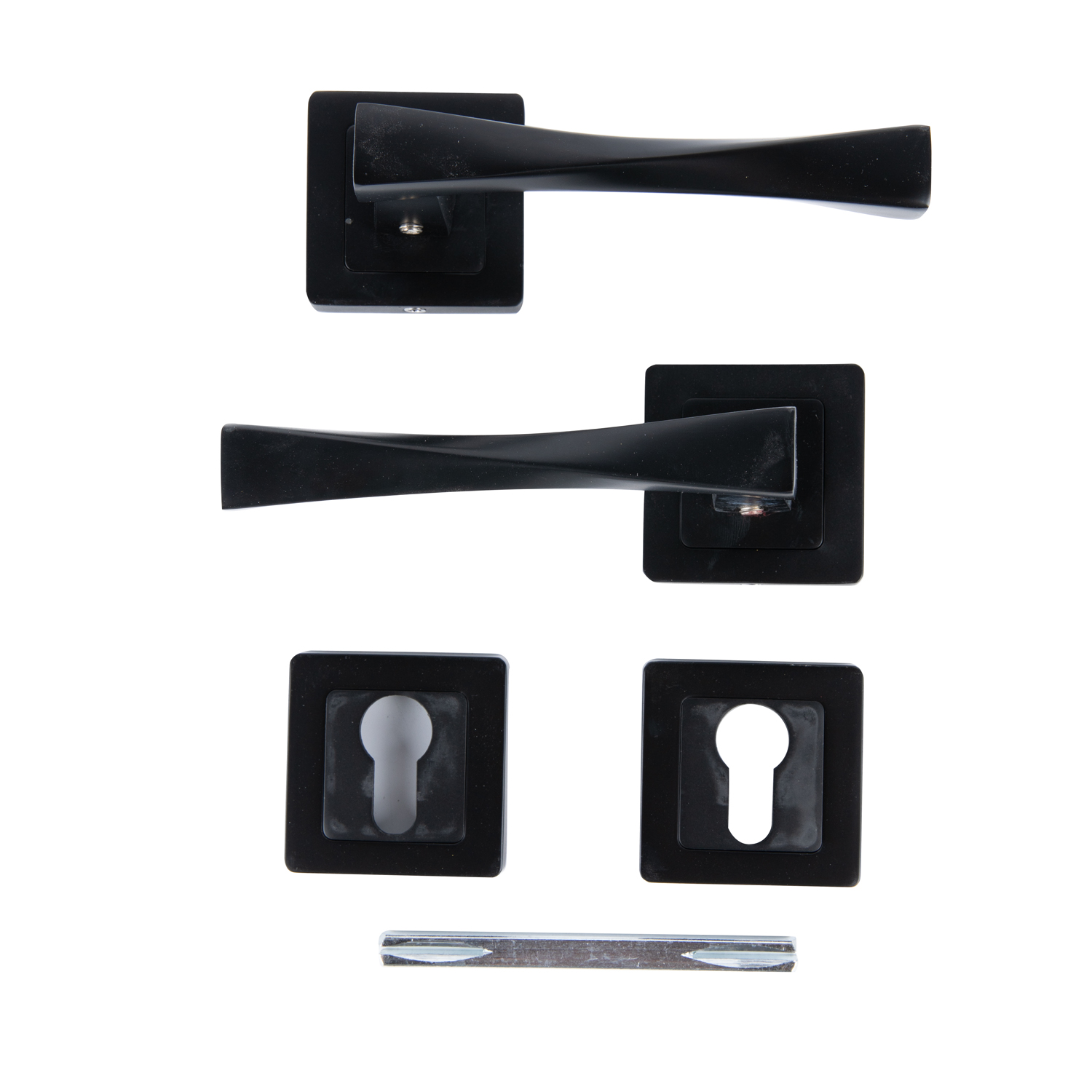 Set manere, rozete cilindru, aluminiu, negru, usi de interior  Yale Verona