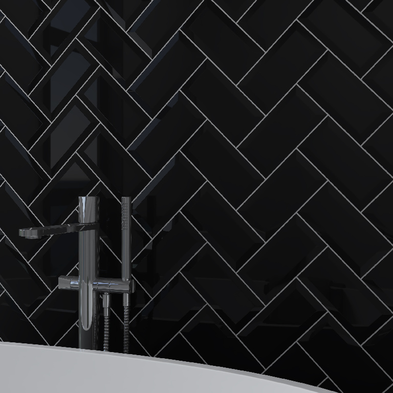 Faianta interior GoodHome Trentie, neagra, 20 x 10 cm, suprafata 0.8 mp