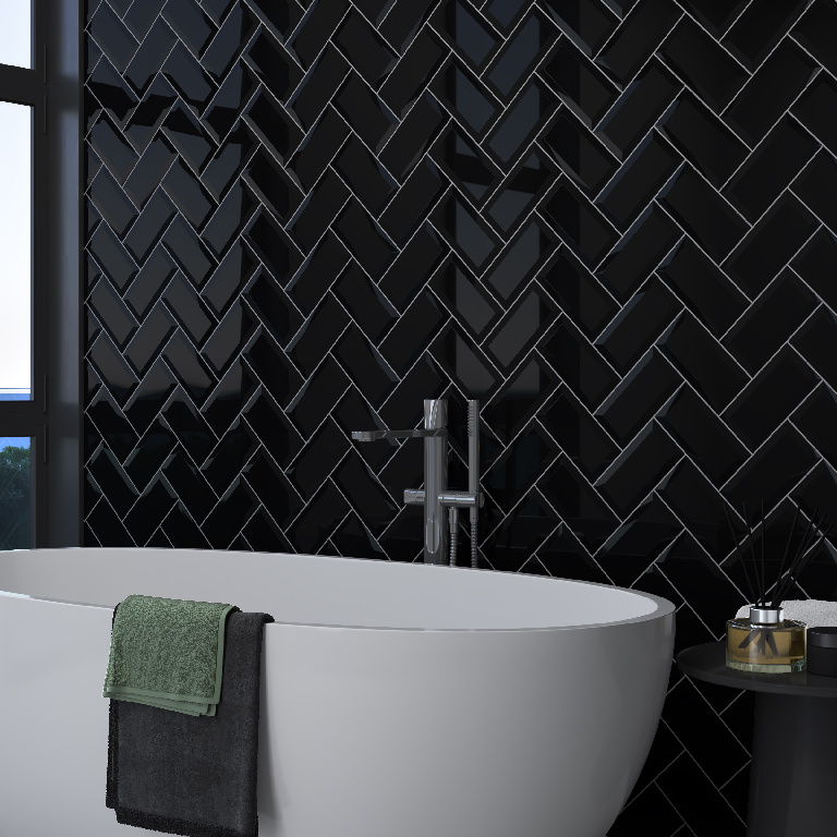 Faianta interior GoodHome Trentie, neagra, 20 x 10 cm, suprafata 0.8 mp