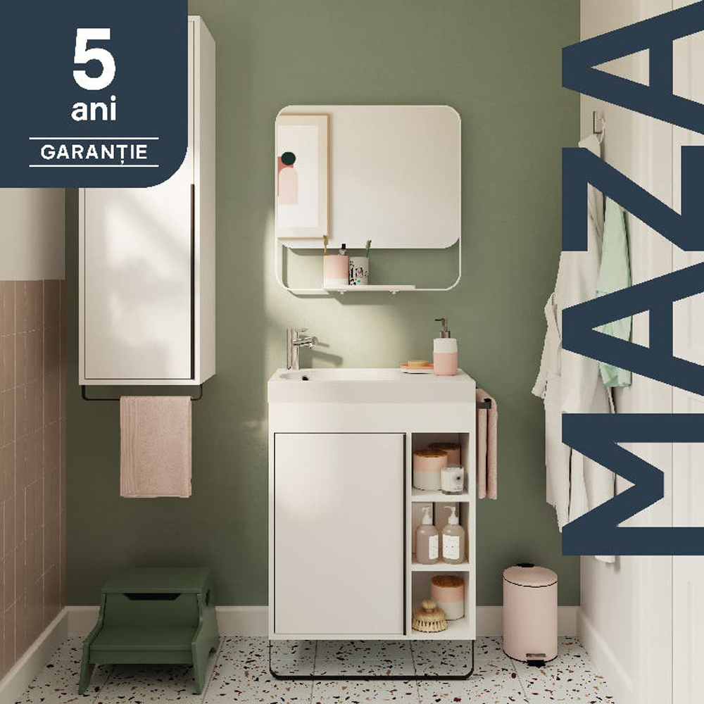 Masca lavoar GoodHome Maza, MDF, 65 x 36 x 82 cm, alb