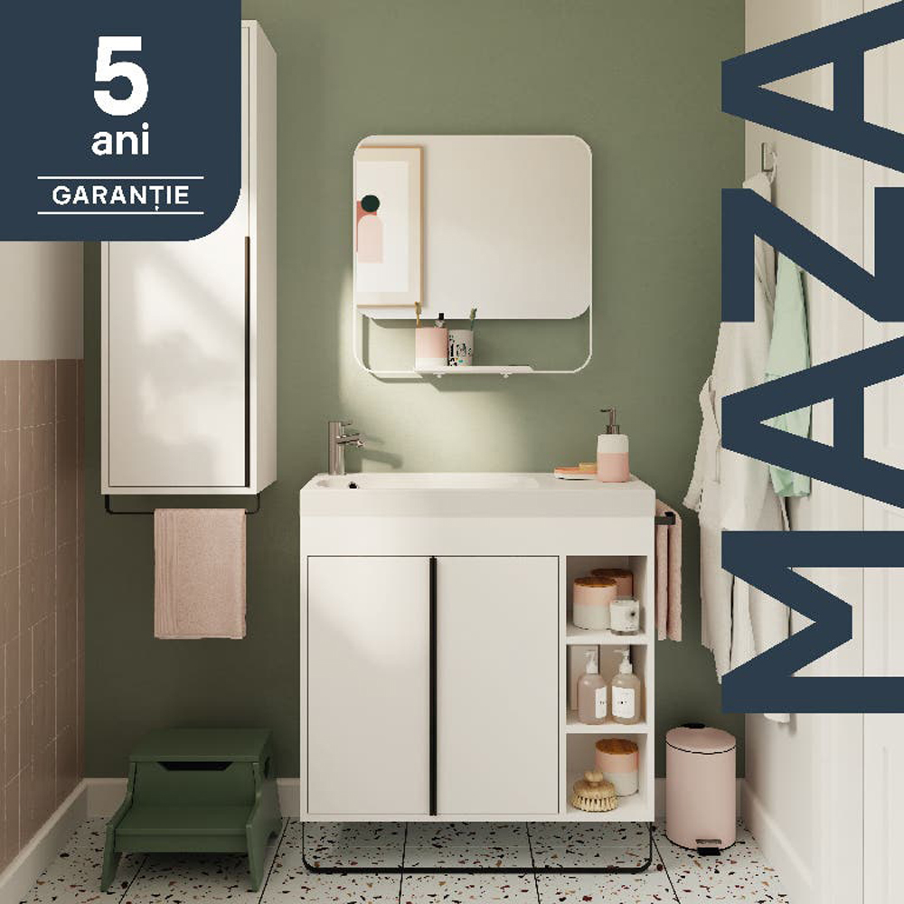 Masca lavoar GoodHome Maza, MDF, 85 x 36 x 82 cm, alb