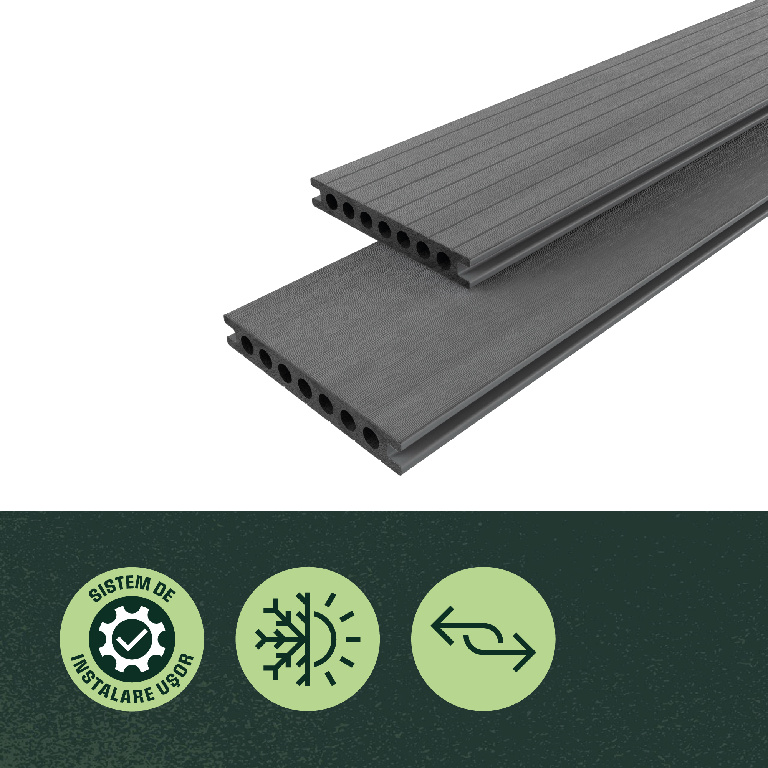 Dusumea pentru terasa KLIKSTROM Premium, 220 x 14.5 x 2.1 cm, WPC, gri
