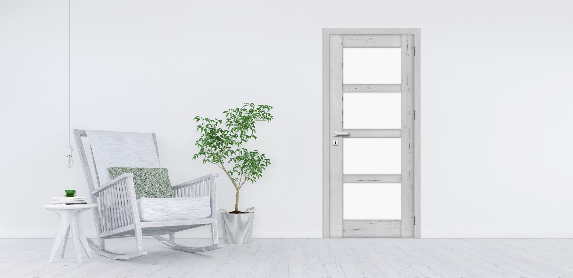 Usa interior Adara, cu geam, stanga, MDF, 78 x 206 cm, gri