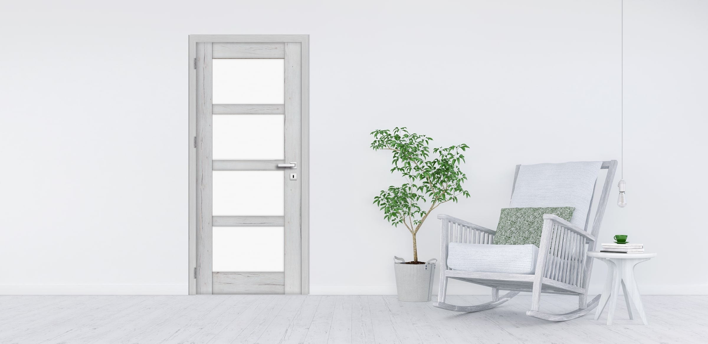 Usa interior Adara, cu geam, dreapta, MDF, 78 x 206 cm, gri