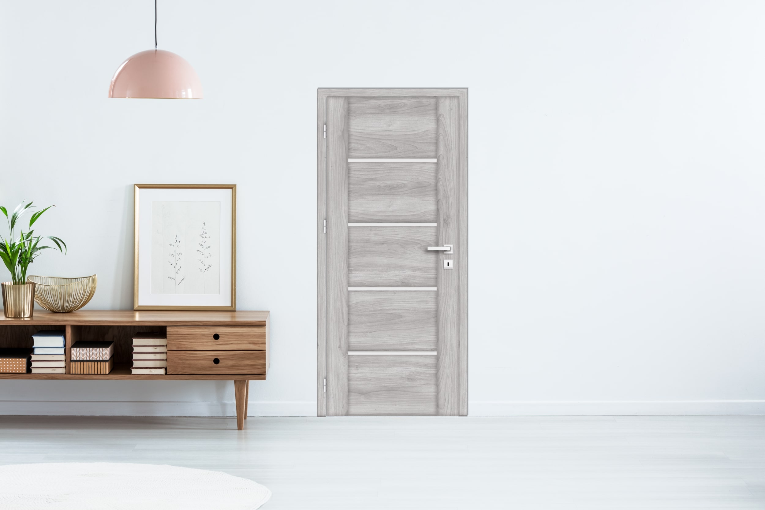 Usa interior Bolzano, cu geam, dreapta, MDF, 68 x 206 cm, gri