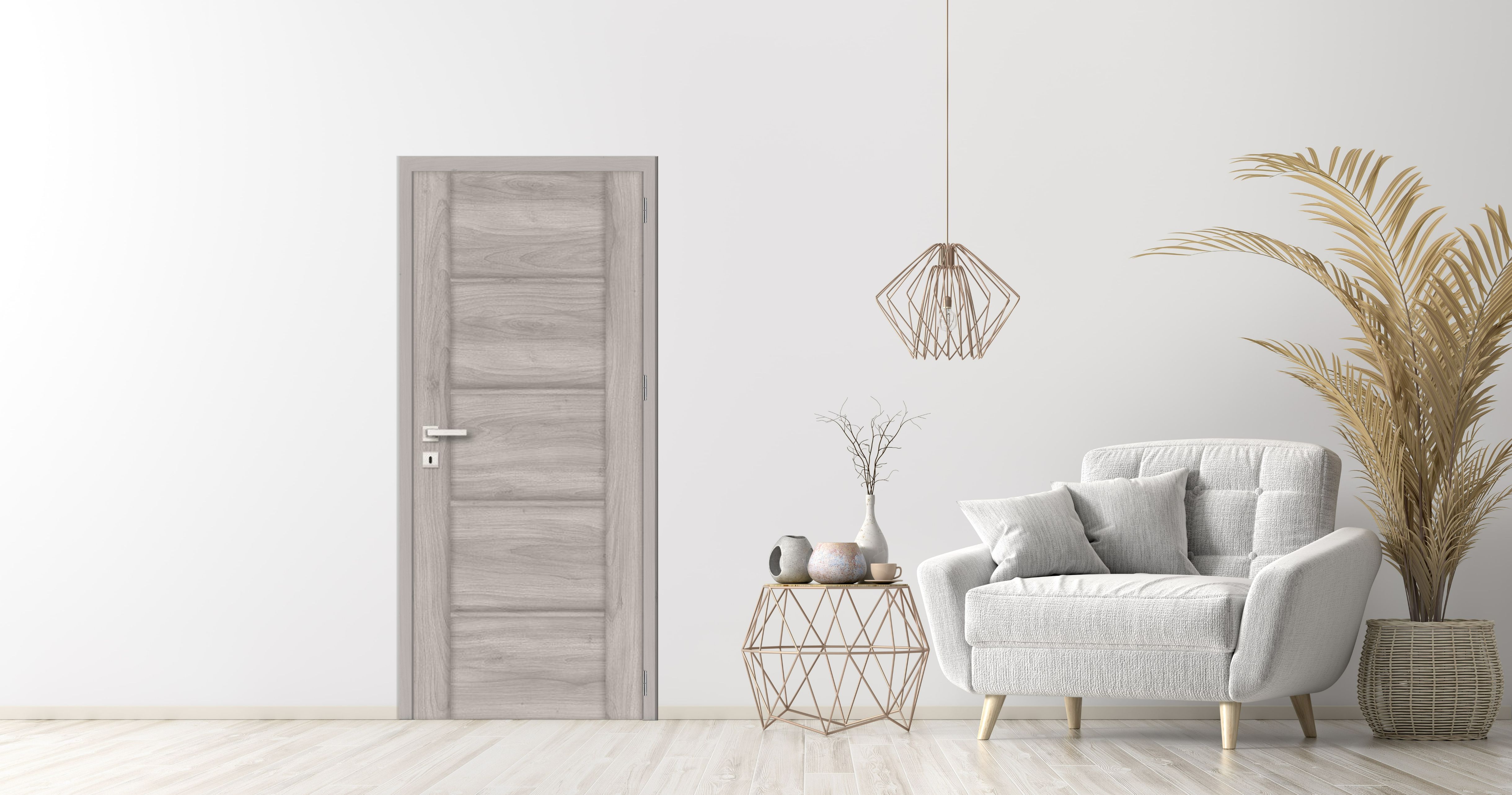 Usa interior Bolzano, cu geam, dreapta, MDF, 88 x 206 cm, gri
