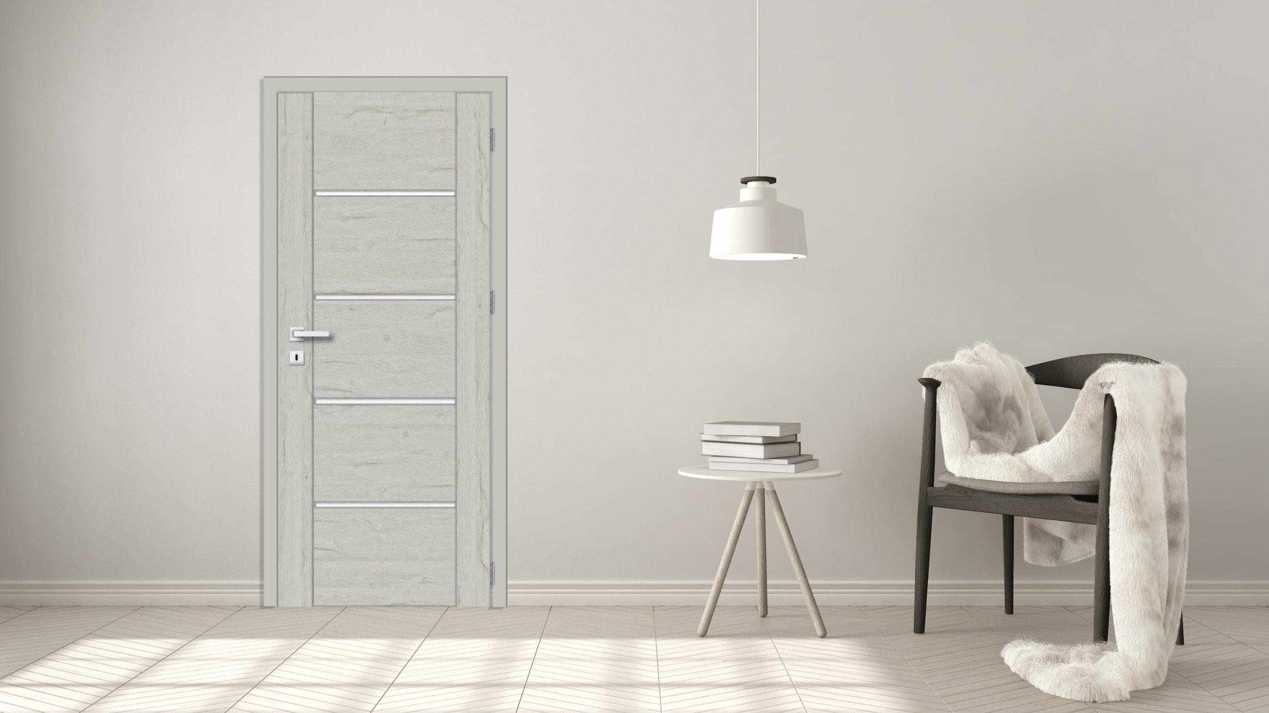 Usa interior Bolzano, cu geam, stanga, MDF, 68 x 206 cm, gri deschis